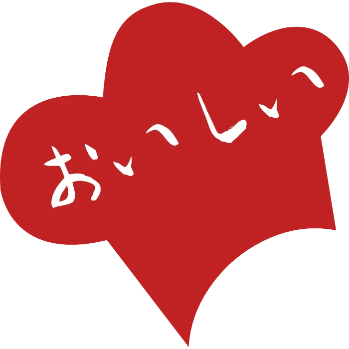 Oishee icon: a red heart-shaped chef's hat with Japanese lettering
